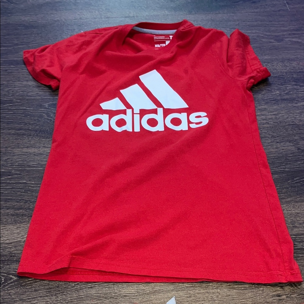 Adidas Kids Red Tee with White Logo